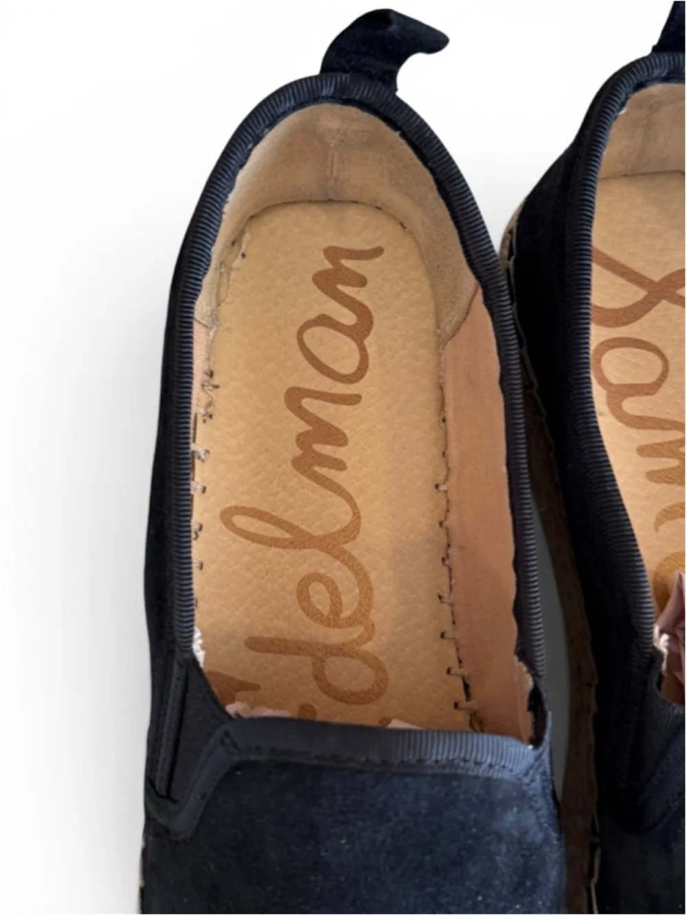 Sam Edelman Carrin Black Suede Platform Espadrille Slip On Shoes Women’s 8.5